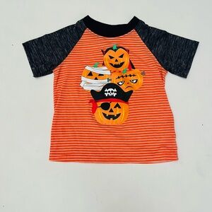Kids size 4T Halloween pumpkin Jack o lateen pinstripe shirt